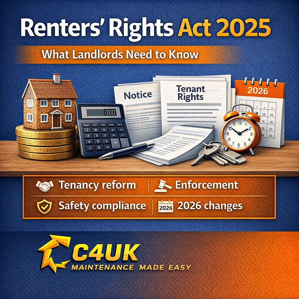 Renters’ Rights Act 2025 landlord compliance poster explaining tenancy reform, enforcement powers, and safety obligations in England
