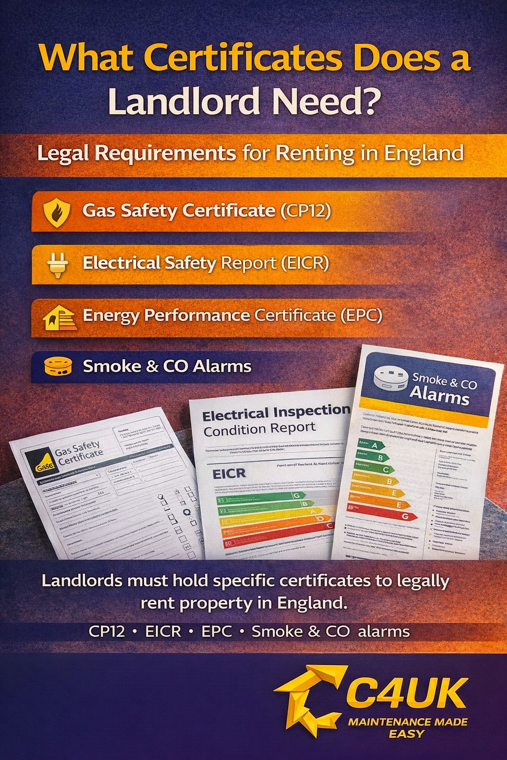 What Certificates Does a Landlord Need to Rent a Property in England?