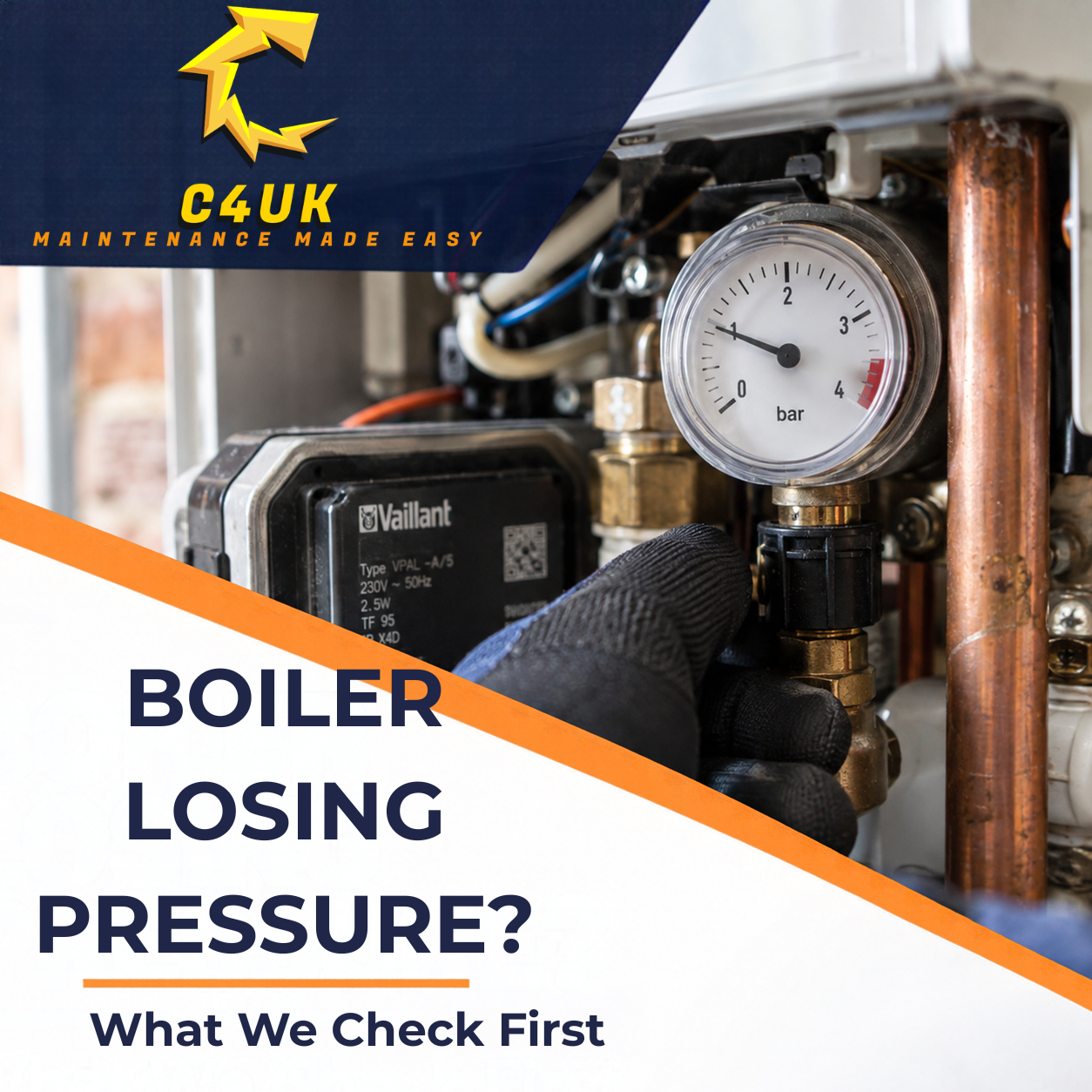 Boiler losing pressure diagnosis by C4UK heating engineer in Surrey